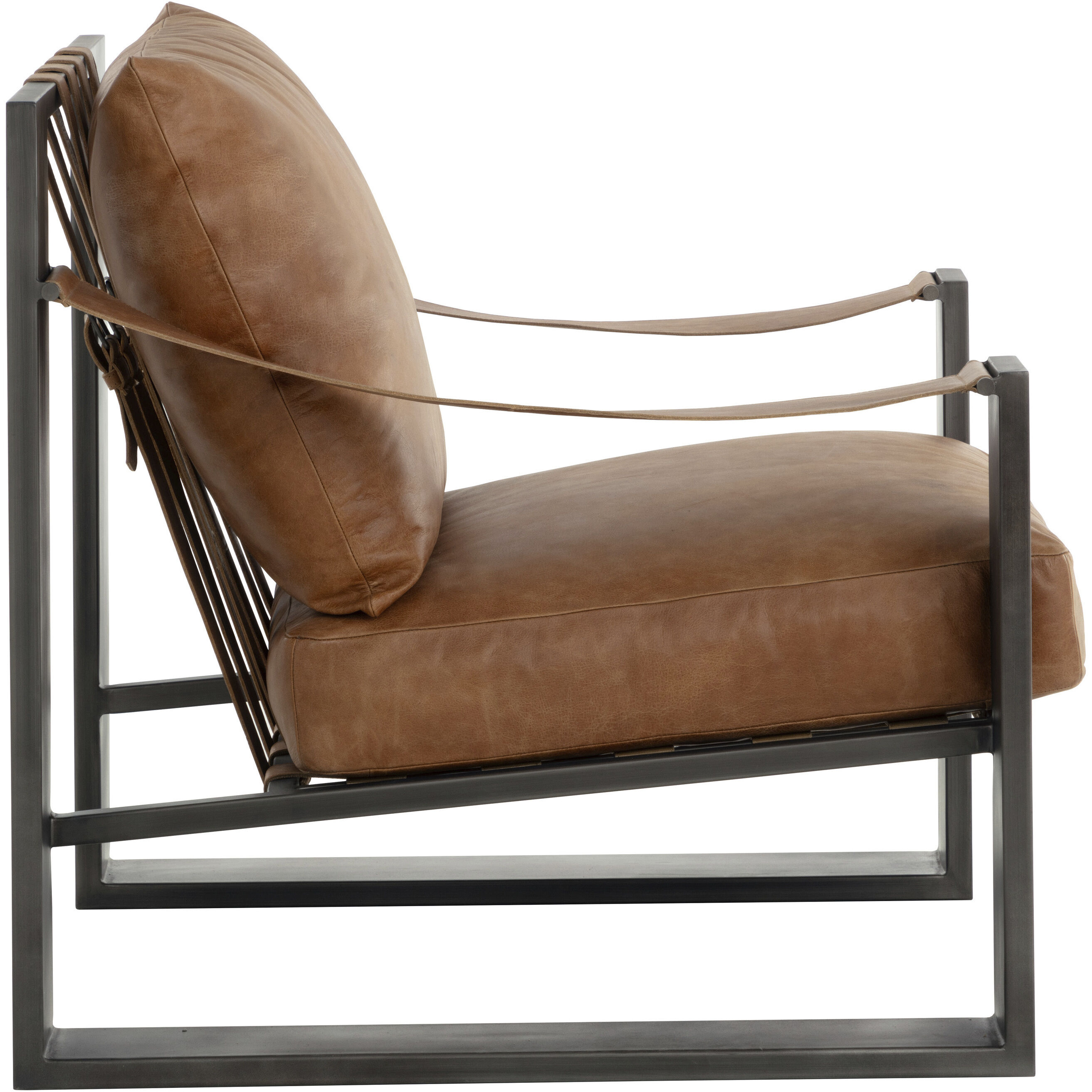 Berke Gunmetal / Tan Leather Lounge Chair